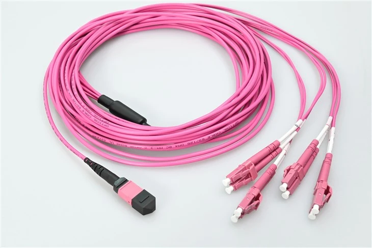 MTP - LC 8-Fiber OM4 Plenum uzilish kabeli, 0,35dB kam yo‘qotishli MTP ulagichi